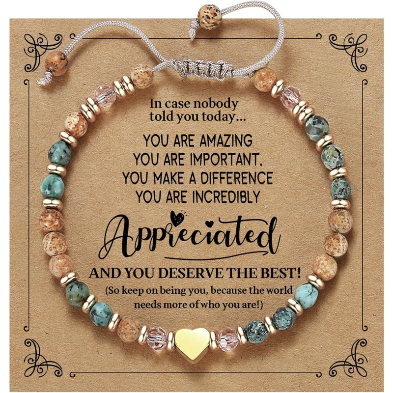 Women's natural stone bracelet - the perfect gift to convey love and courage, is suitable for women, sisters and friends in daily Christmas, Thanksgiving holiday gift.