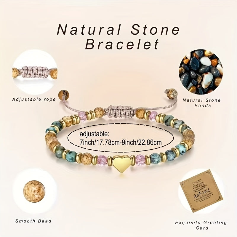 Women's natural stone bracelet - the perfect gift to convey love and courage, is suitable for women, sisters and friends in daily Christmas, Thanksgiving holiday gift.