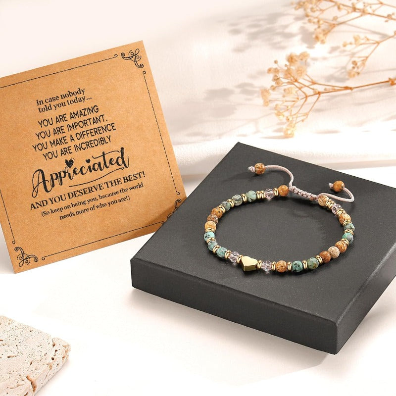 Women's natural stone bracelet - the perfect gift to convey love and courage, is suitable for women, sisters and friends in daily Christmas, Thanksgiving holiday gift.