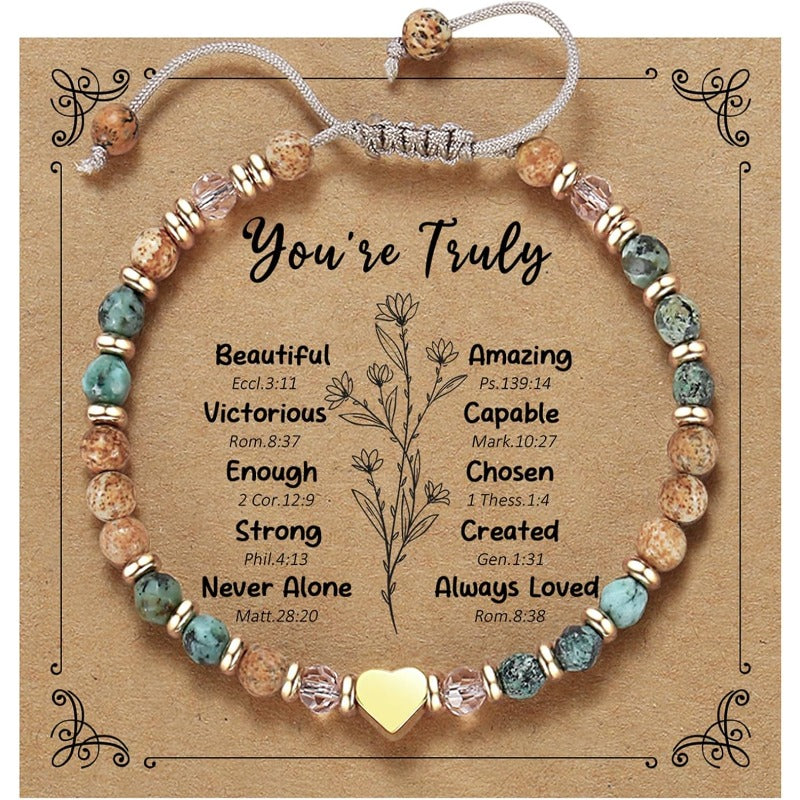 Women's natural stone bracelet - the perfect gift to convey love and courage, is suitable for women, sisters and friends in daily Christmas, Thanksgiving holiday gift.