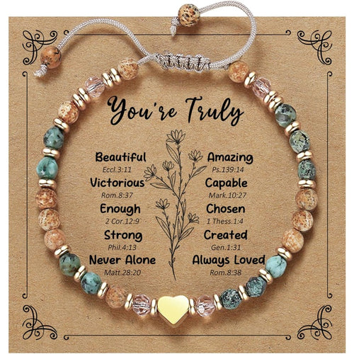 Women's natural stone bracelet - the perfect gift to convey love and courage, is suitable for women, sisters and friends in daily Christmas, Thanksgiving holiday gift.